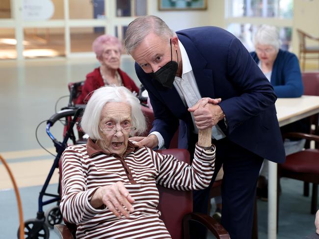 Labor leader Anthony Albanese visits Bolton Clarke Fairways Retirement Living and Residential Aged Care in Bundaberg, Queensland. Picture: Toby Zerna