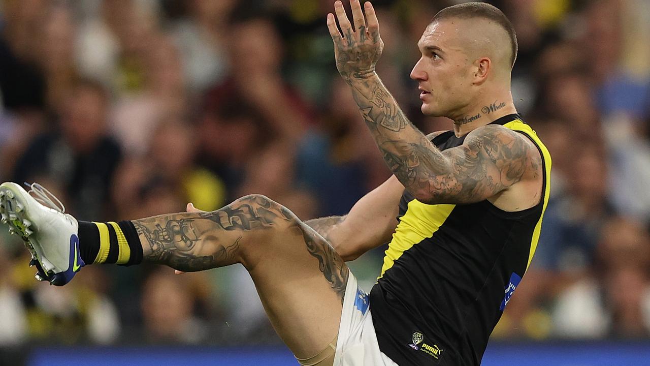 The Tigers champion kicks a goal in round 1 against Carlton. Picture: Robert Cianflone/Getty Images