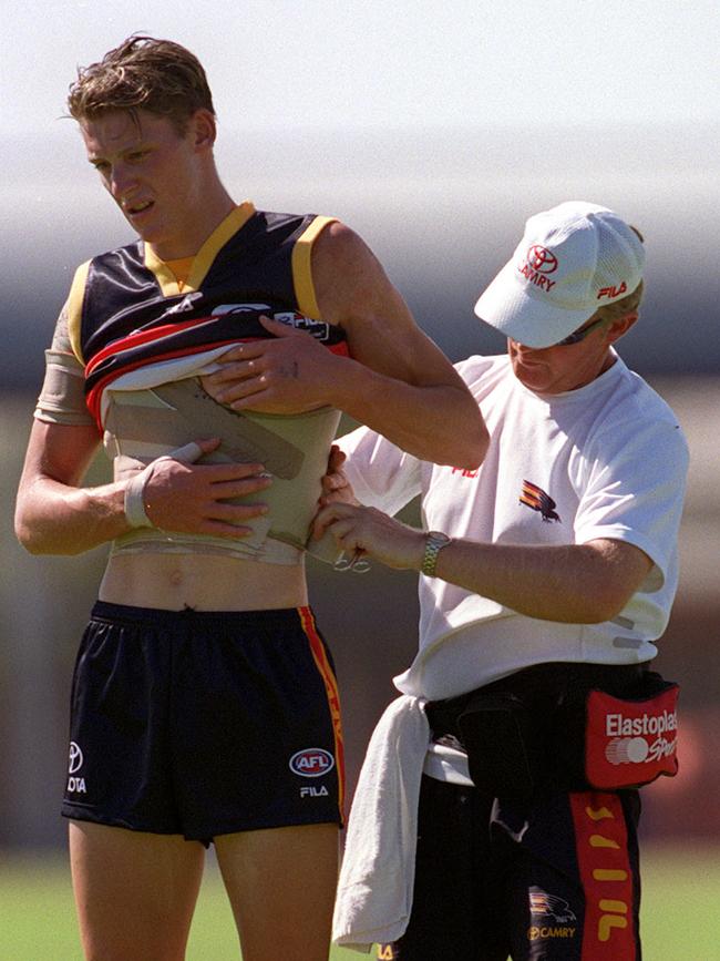 Injuries held Laurence Angwin back during the 2000/01 AFL pre-season.