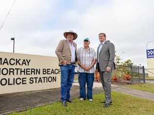 Northern Beaches Neighbourhood watch. Jason Costigan MP, Ken Rehbein and Shadow Police minister Trevor Watts. Picture: Stuart Quinn