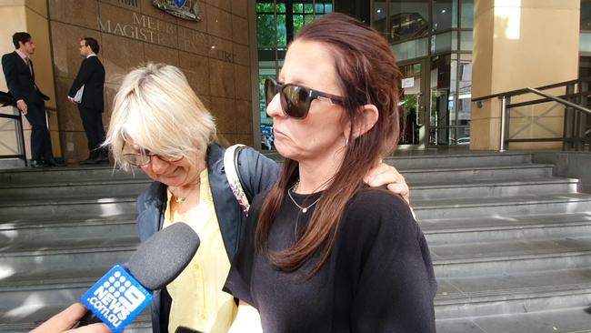 Stacie Saggers at Melbourne Magistrates’ Court today after the man accused of killing her son dodged court again. Picture: Supplied