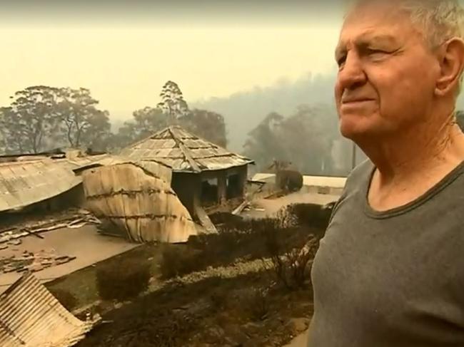 ***MUST CREDIT 9NEWS****Screengrabs from 9News of Ron Coote  and his home that burnt down during the fires