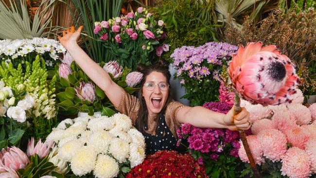 Bonnie Muir at SA’s best florist – East End Flower Market. Picture: Brenton Edwards