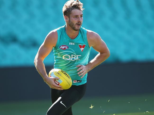 Alex Johnson at Sydney Swans training. Picture: Phil Hillyard