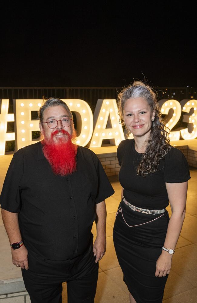 Auslan interpreters Jaime Woodcock and Summer Smith at the Business disABILITY Awards. Picture: Kevin Farmer