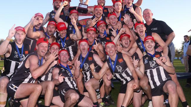 Darley celebrate last year’s premiership. Picture: Hamish Blair