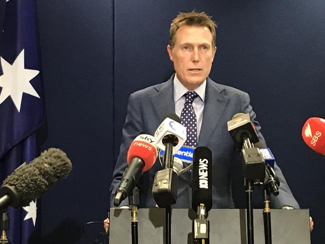 Christian Porter became emotional as he addressed the media Picture: Sharon Smith / NCA NewsWire