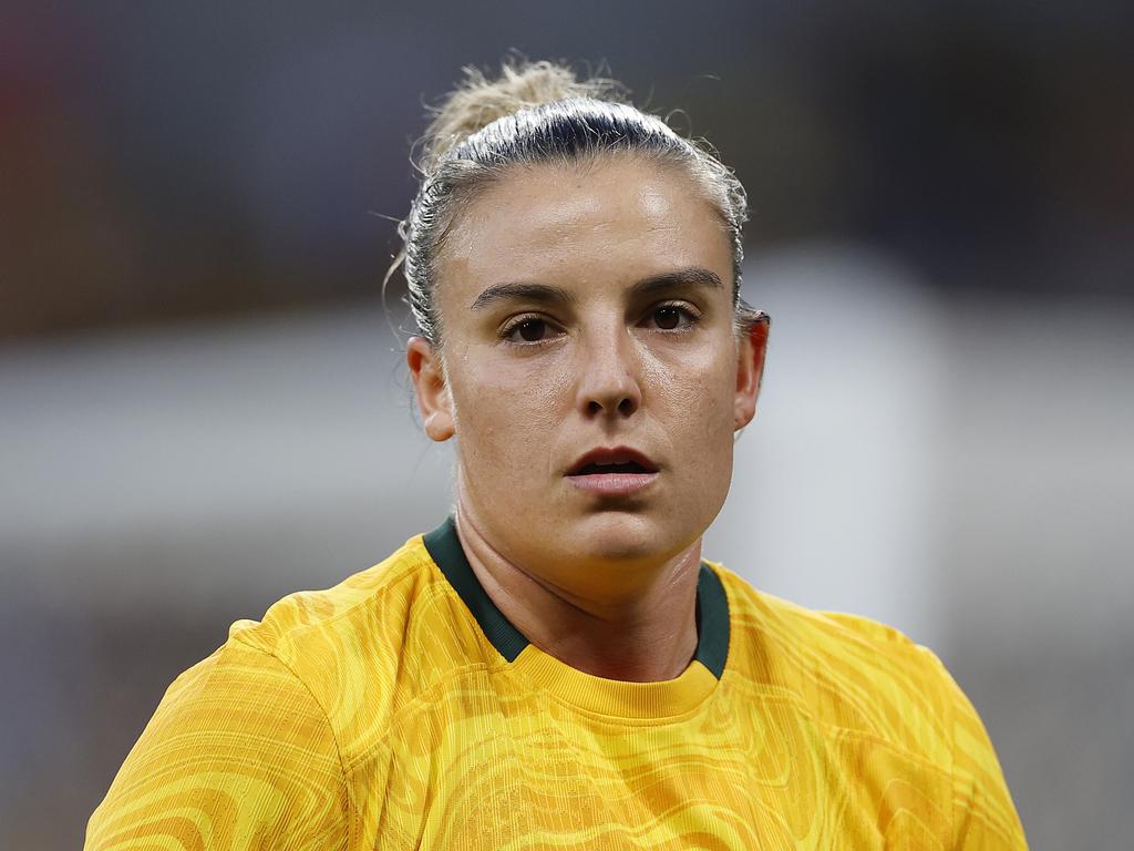 MELBOURNE, AUSTRALIA - DECEMBER 04: Chloe Logarzo of Australia looks on during the International Friendly match between Australia Matildas and Chinese Taipei at AAMI Park on December 04, 2024 in Melbourne, Australia. (Photo by Daniel Pockett/Getty Images)