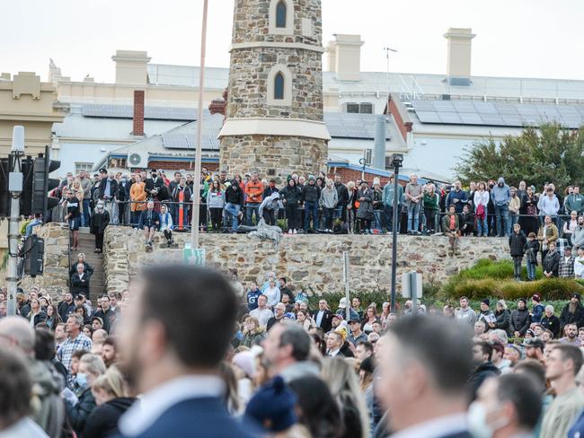 A large crowd at the Anzac Day Dawn Service at Semaphore in 2022. Picture: Brenton Edwards