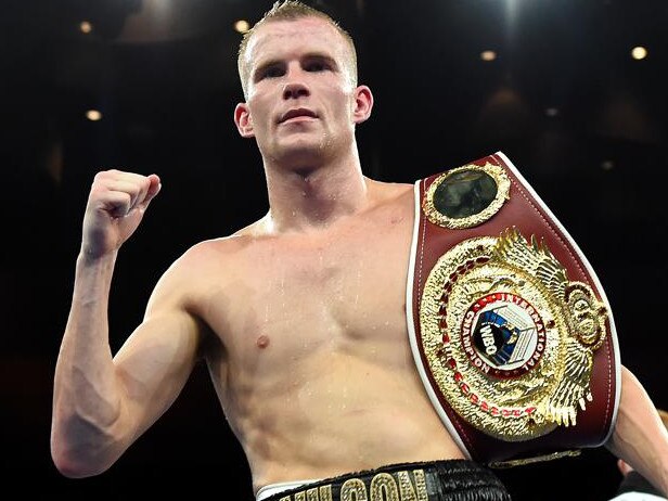 BRISBANE, AUSTRALIA - JUNE 29: Liam Wilson celebrates victory after his bout with Matias Rueda during the Super Featherweight bout between Liam Wilson and Matias Carlos Adrian Rueda at Brisbane Convention & Exhibition Centre on June 29, 2022 in Brisbane, Australia. (Photo by Albert Perez/Getty Images)