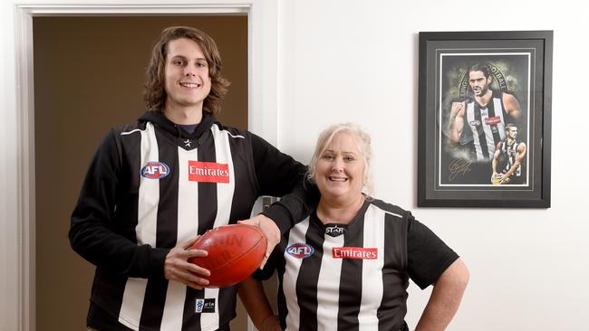 Brodie Grundy’s brother Riley and mum Jennifer Palmer in Grand Final week. Picture: Naomi Jellicoe