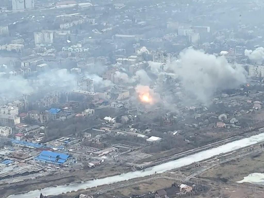 An aerial view of the fighting in Bakhmut. Picture: AFP