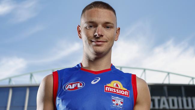 NCA. MELBOURNE, AUSTRALIA. 21th November 2024.  AFL Draft at Marvel Stadium.   First round draft selections gather at Marvel Stadium the morning after the draft  . Cooper Hynes, drafted to the Western Bulldogs at pick 20 in last nights draft. Picture: Michael Klein