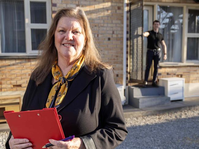 September 26, 2024: real estate agents Linda Baker and Kieran Brown with 1B-58 William St which is for sale in Norwood. Picture: Kelly Barnes