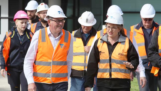 Daniel Andrews and Deputy Premier Jacinta Allan on Wednesday. Picture: David Crosling