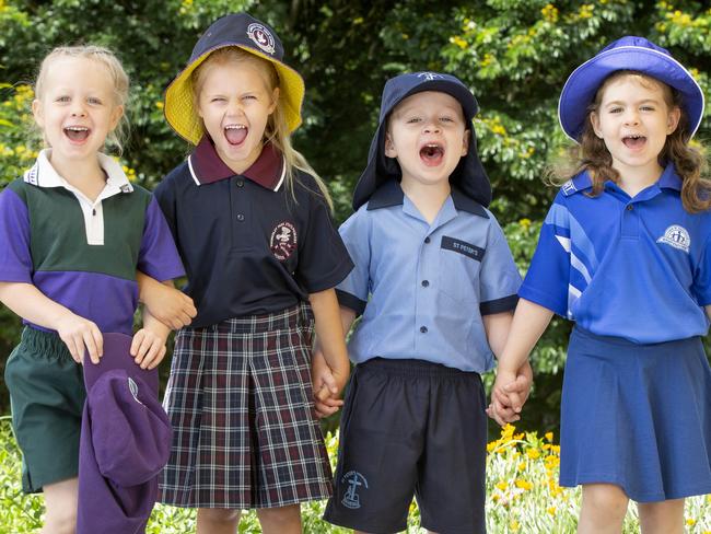 New prep students for 2021. Eleni Griffin, Asha Golledge, Nate Pizzoni and Isobel McLaughlin. Thursday January 21, 2021. Picture: Renae Droop