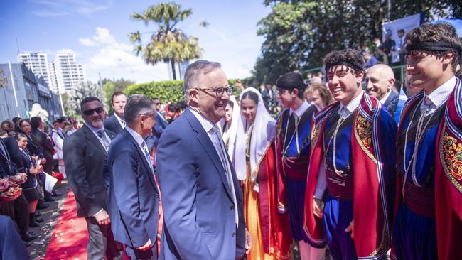 Anthony Albanese at the Greek Orthodox Cathedral in Redfern on Saturday. Picture: NewsWire/Jeremy Piper.