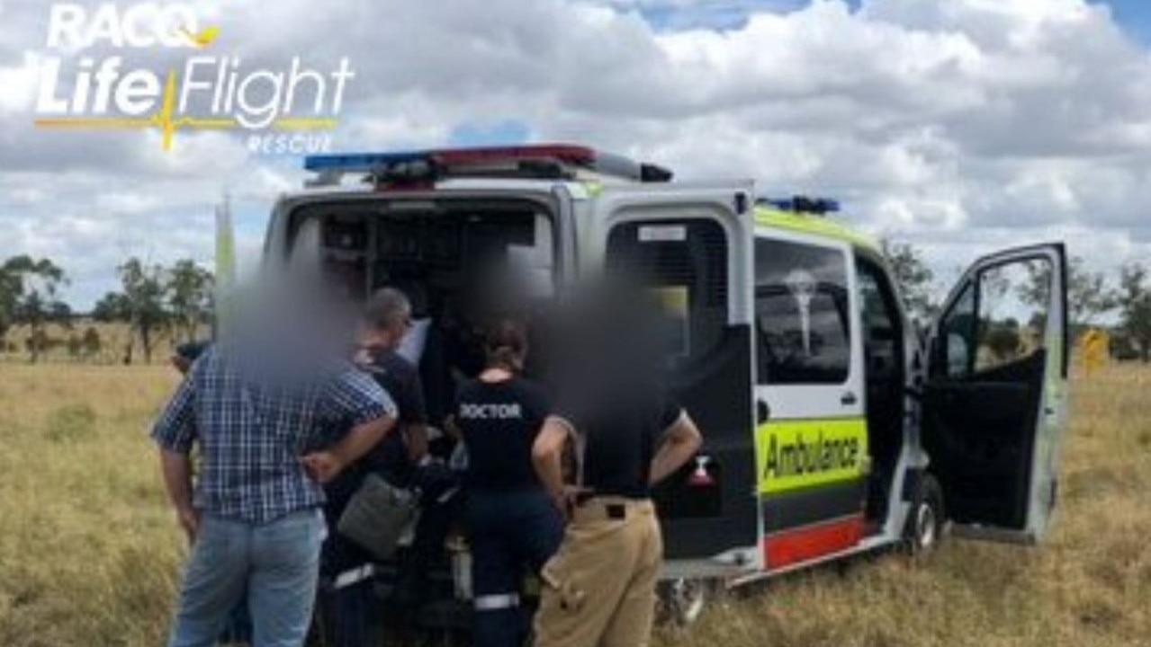 The Toowoomba-based RACQ LifeFlight Rescue crew has airlifted a pilot to hospital. Picture: Courtesy RACQ LifeFlight Rescue