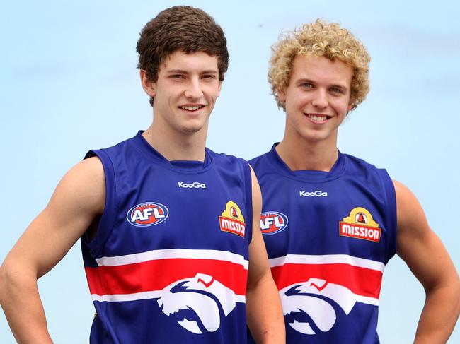 Tom Liberatore and fellow father-son Mitch Wallis after landing at the Bulldogs.