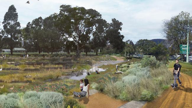 Artist's impression of restored New Town Rivulet. Picture: Supplied/Hobart City Council