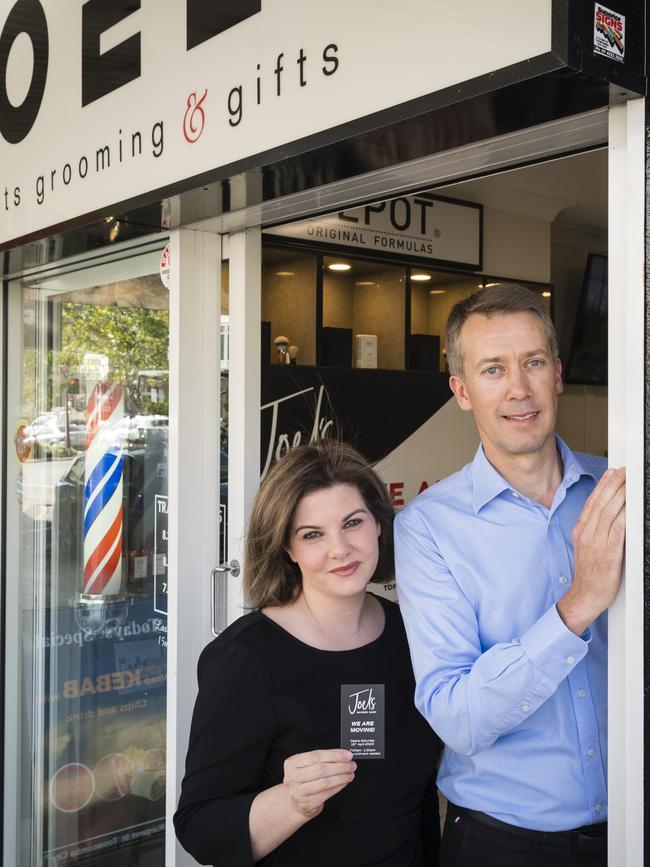 Susan and Joel Watson of Joel's Barber Shop are packing up the Margaret St shop and moving to a new venture at the Eastville Shopping Centre on the range, Wednesday, April 5, 2023. Picture: Kevin Farmer