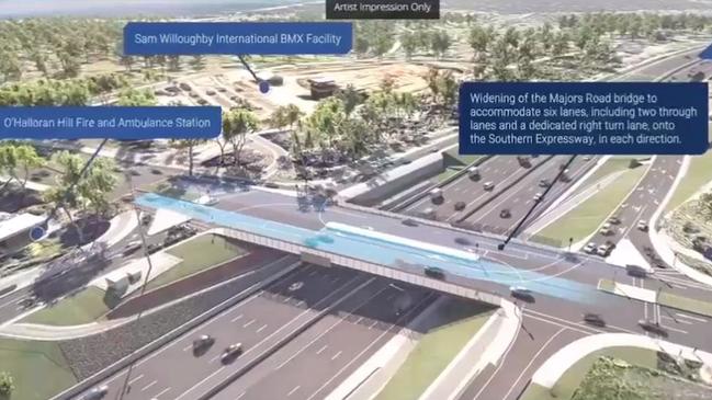 The Majors Rd interchange at O'Halloran Hill will get new on / off ramps for the Southern Expressway.