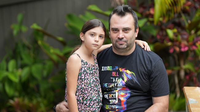 Gabriel Killin, with his daughter Gabriella, 9, lost his vehicle in the Croft Auto fire. Picture: Nuno Avendano