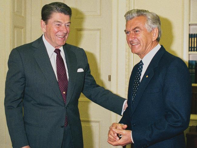 Prime Minister Bob Hawke and President Ronald Reagan at the White House, 1986.