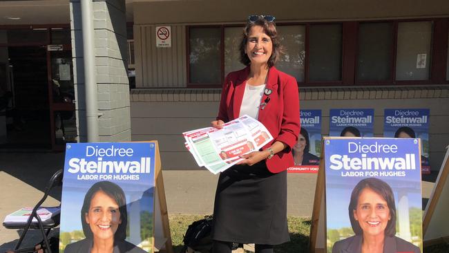 Labor candidate for Hughes Diedree Steinwall at Wattle Grove Community Centre on election day.