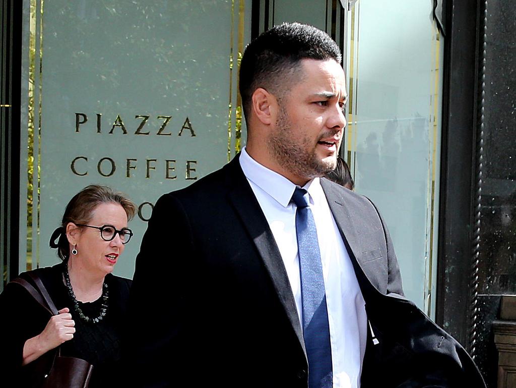 Jarryd Hayne leaves Sydney’s Downing Centre District Court. Picture: NCA NewsWire/Dylan Coker.