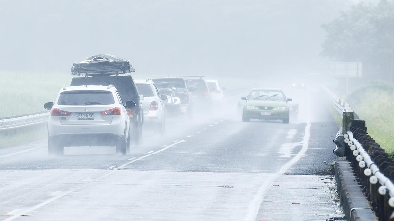 The Bruce Highway is majority single lane, with narrow shoulders and causeways at Aloomba, only 30 kilometres south from the city of Cairns. Picture: Brendan Radke