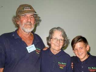 GETTING THE BUZZ: Mt Perry's Wayne and Colleen Allen, with grandson Coby, spoke about native bees at the Central Burnett Landcare workshop. Picture: Contributed