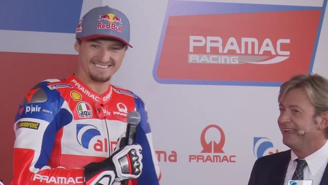 Jack Miller's Aussie humour shone through at the Pramac Ducati Racing launch. Pic: Pramac Racing