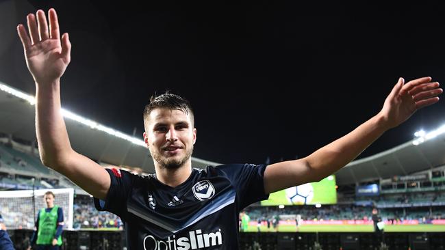 Former Sydney FC star Terry Antonis was both the villian and hero for Melbourne Victory in last season’s semi-final against Sydney FC. Picture: AAP 