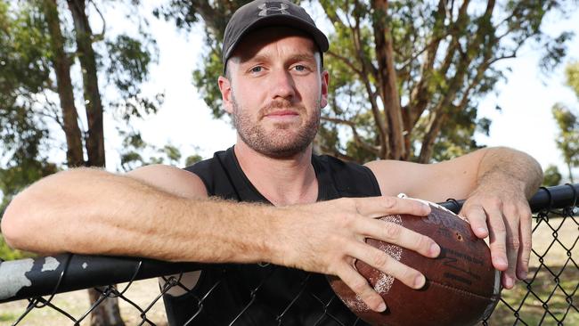 Lara footballer Bailey Ettridge is going to the US on a punting scholarship. He trains with coach Tom Hornsey at Grovedale. Picture: Alan Barber