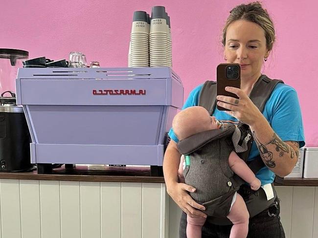 Good Thanks Coffee founder Kate Fuller with her son, Alva. Photo: Supplied.