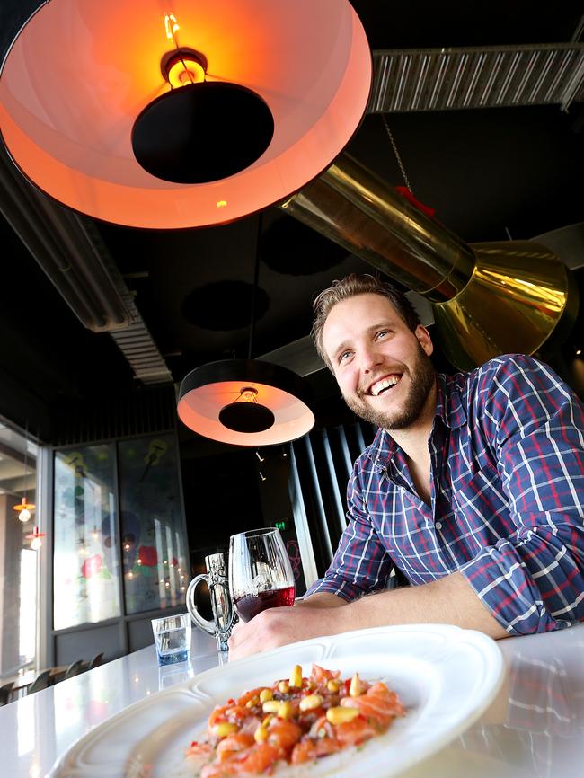 Frank restaurant manager Jake Snepvangers with Ocean Trout Tiradito. Picture: SAM ROSEWARNE