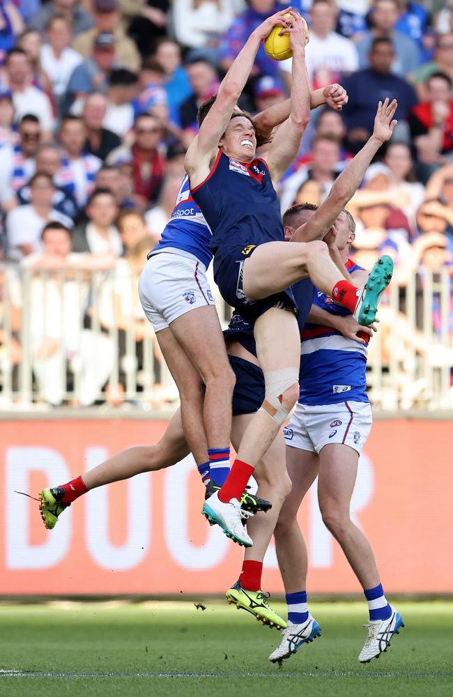 Ben Brown marks the ball in a strong contest. Picture: Paul Kane/Getty Images