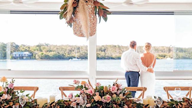 Wedding on Noosa Boathouse. Picture: Andrew Maccoll