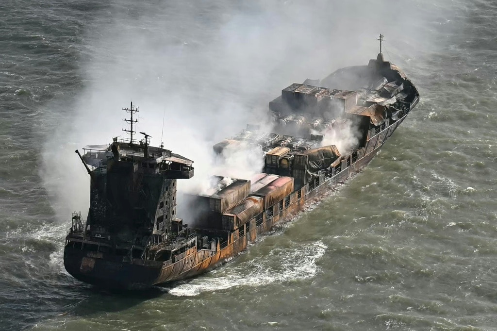 Ships blaze, spill feared after North Sea crash