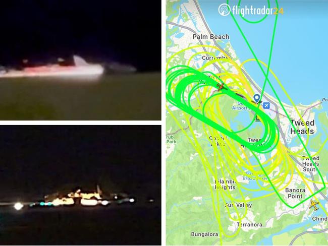 A plane has been forced to make an emergency landing through a shower of sparks at Gold Coast Airport after its landing gear failed during its approach.