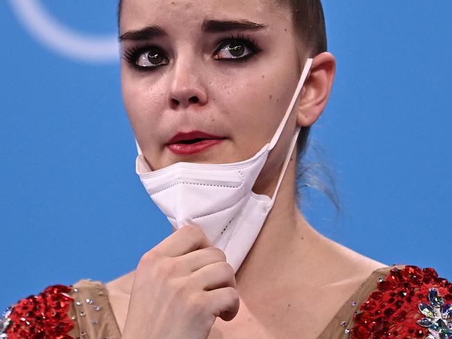 Russia's Dina Averina reacts at the end of the individual all-around final of the rhythmic gymnastics event. Picture: AFP