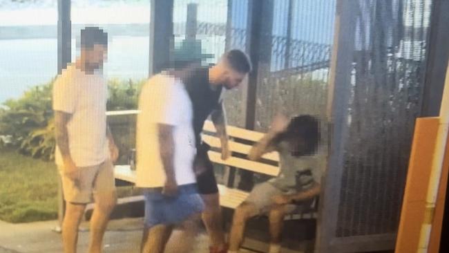 CCTV footage of Dominic Spiros' attack on another man at a Southport bus stop. Picture: contributed