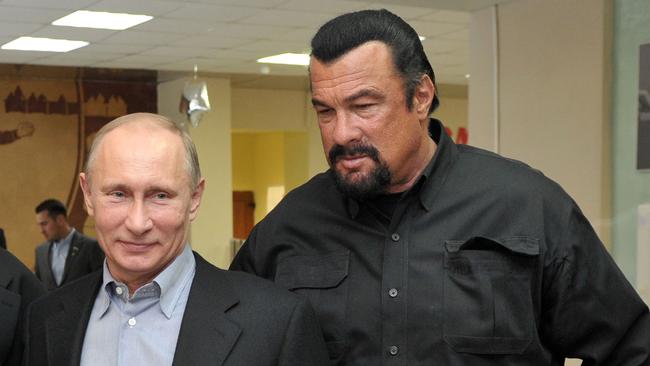 Steven Seagal defended Russia leadership for its annexation of Crimea in 2014, calling Putin ‘one of the great living world leaders’. Picture: AFP/Ria-Novosti/Alexei Nikolsky