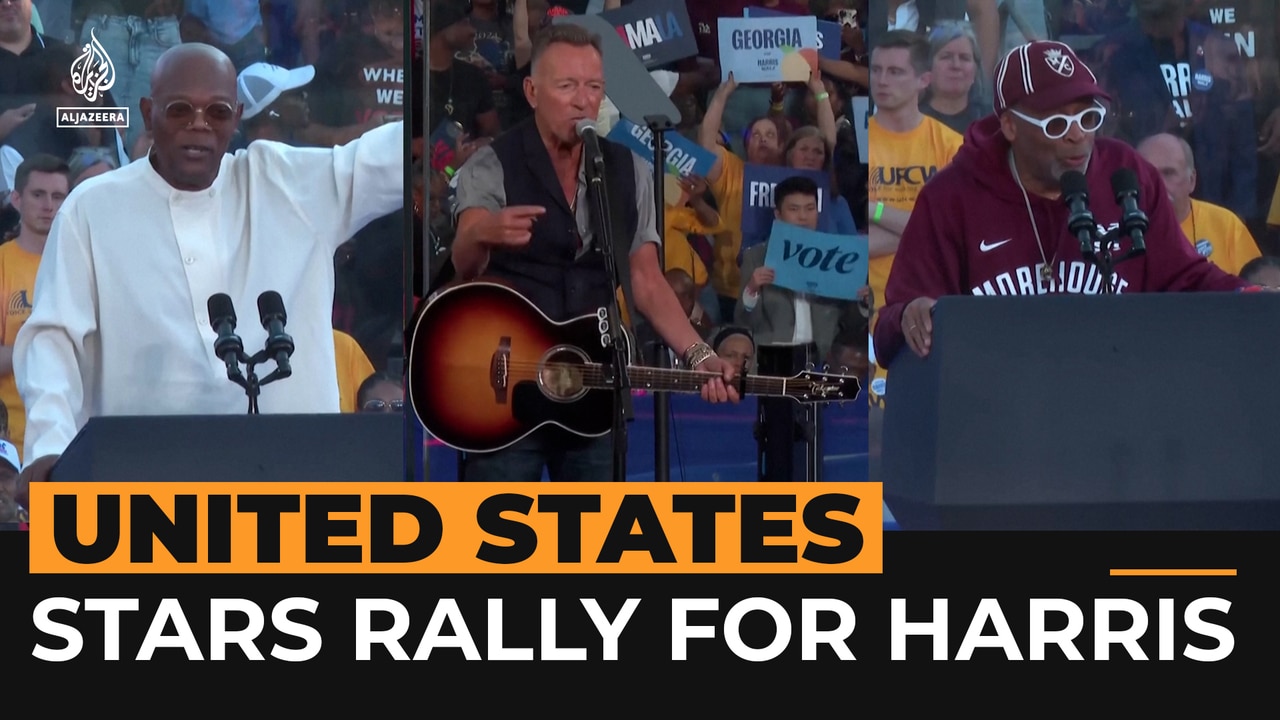 Bruce Springsteen, Samuel L Jackson, Spike Lee, rally for Harris