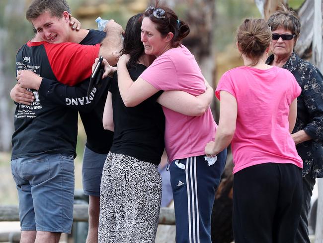 The man’s devastated family at the scene. Pic: Calum Robertson