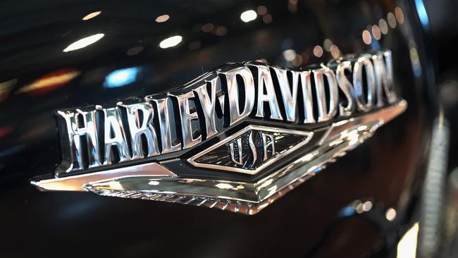 Harley-Davidson motorcycles are offered for sale at the Uke's Harley-Davidson dealership on in Kenosha, Wisconsin.