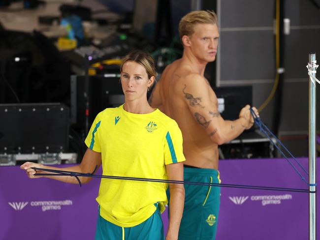 Australian swimming’s new power couple Emma McKeon and Cody Simpson. Picture: Michael Klein