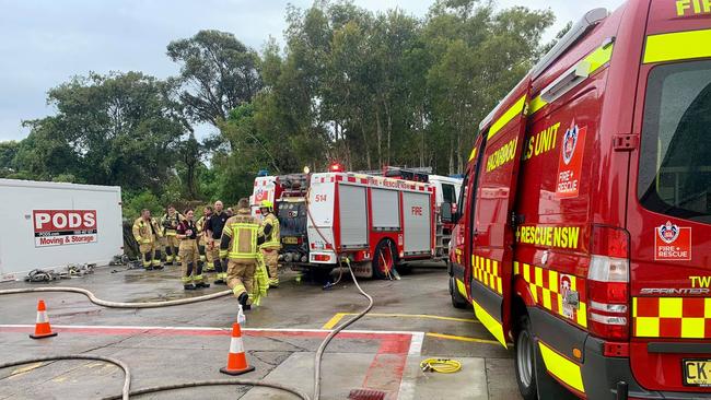 Firefighters attended a blaze at the AutoBarn store on Greenway Drive in Tweed Heads South on Saturday, October 24, 2020.
