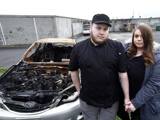 Jaycob and Elspeth Barry had their business burnt to ground after a stolen car was set alight and it rolled into the building.